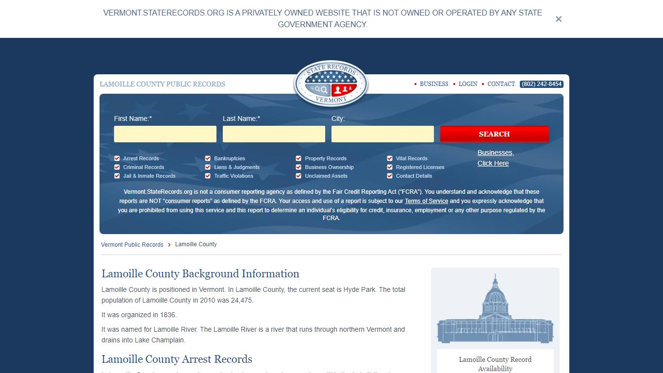 Lamoille County Arrest, Court, and Public Records