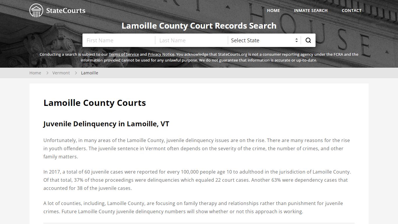 Lamoille County, VT Courts - Records & Cases - StateCourts