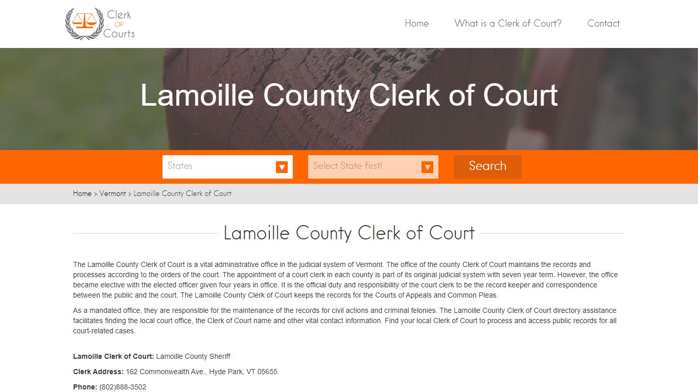 Lamoille County Clerk of Court