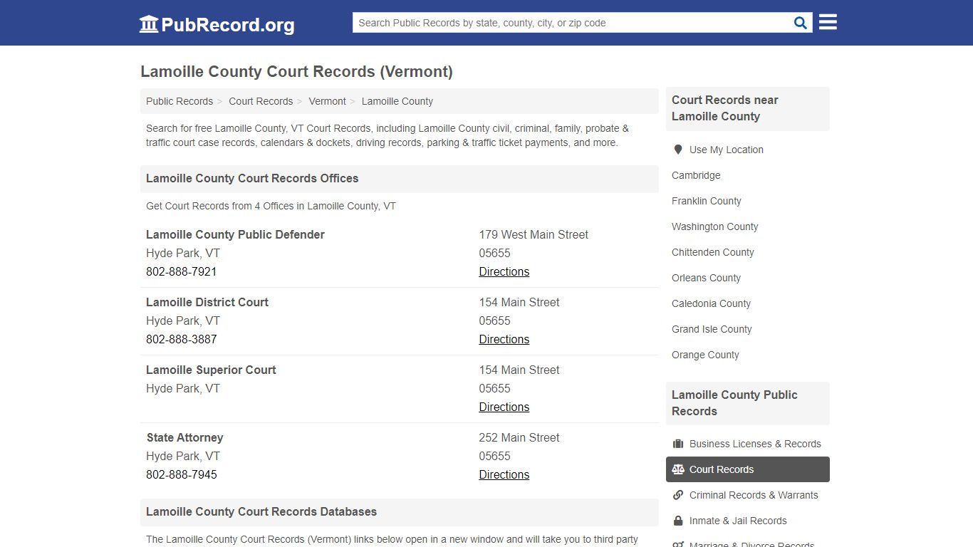 Free Lamoille County Court Records (Vermont Court Records)